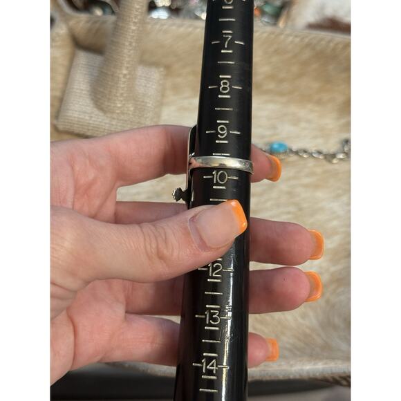 Native American SW Sterling Red Rose Pink Dahlia Western Cowboy Barbie Boot Ring - Picture 12 of 12